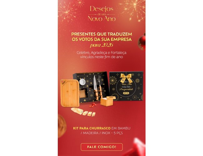 Kit para churrasco em bambu - 5 pe�as