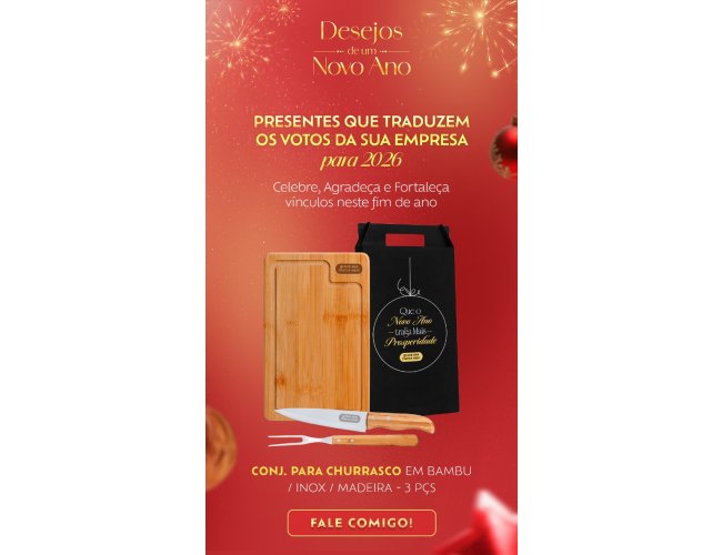 Conjunto para Churrasco em Bambu - 3 peças