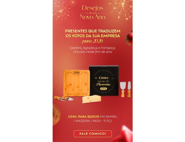 Conjunto para queijo em bambu 5 peças